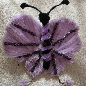 Purple and Black Butterfly Decor With Dark Purple Beads With Pipeline Cleaner